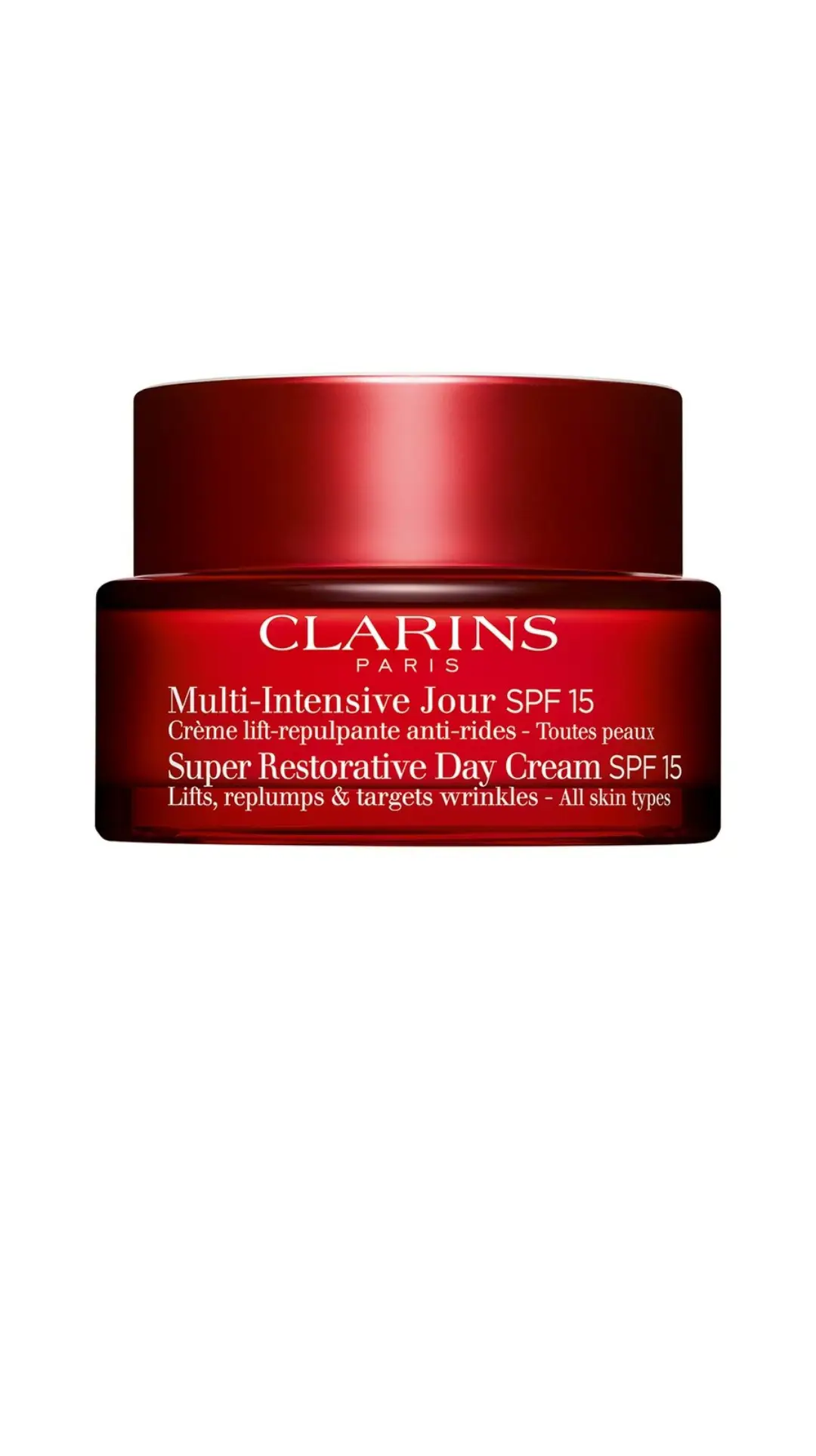 کرم ترمیم کننده روز با خاصیت لیفتینگ برای انواع پوست مولتی اینتنسیو SPF 15 کلارنس 